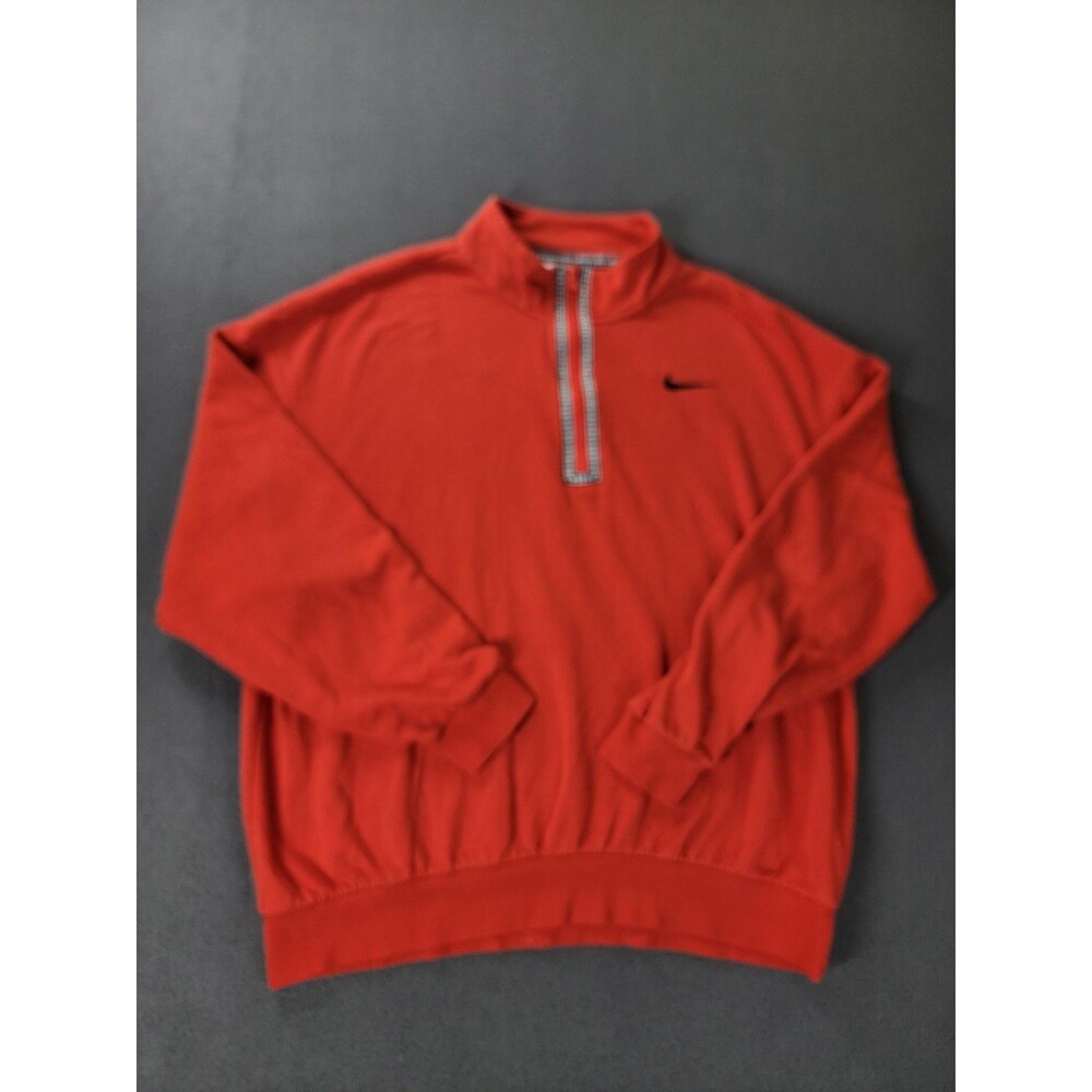 Nike Sweatshirt Mens Small Orange Quarter Zip Houndstooth‎ Swoosh Pullover